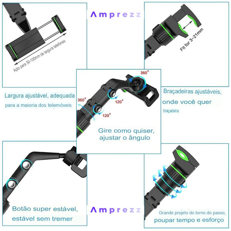 Suporte para Celular Telescópico - Ajuste 360º Completo