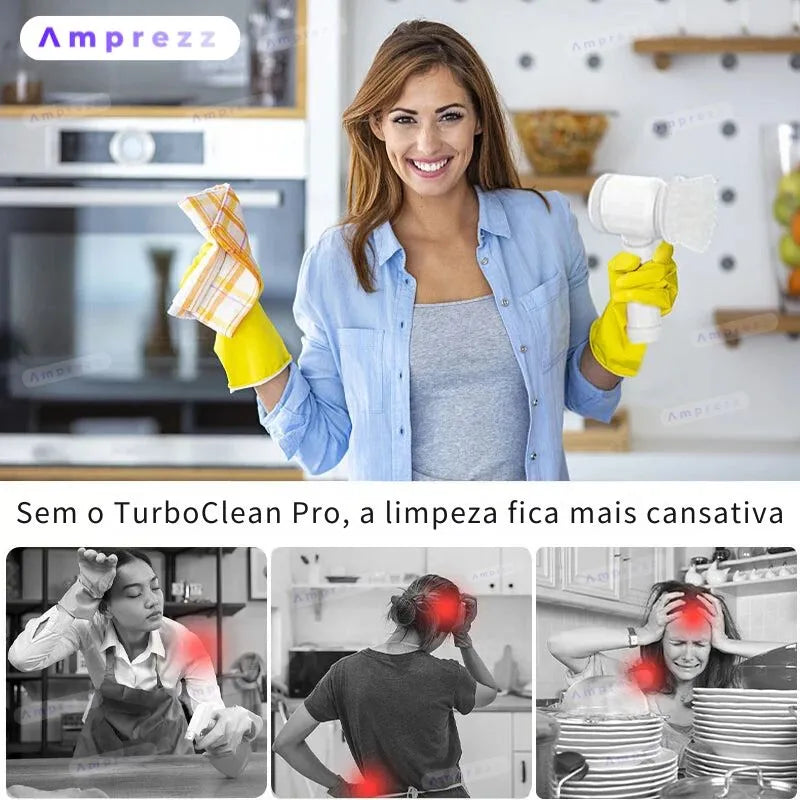 TurboClean Pro - Escova Elétrica 5 em 1 Sem Fio