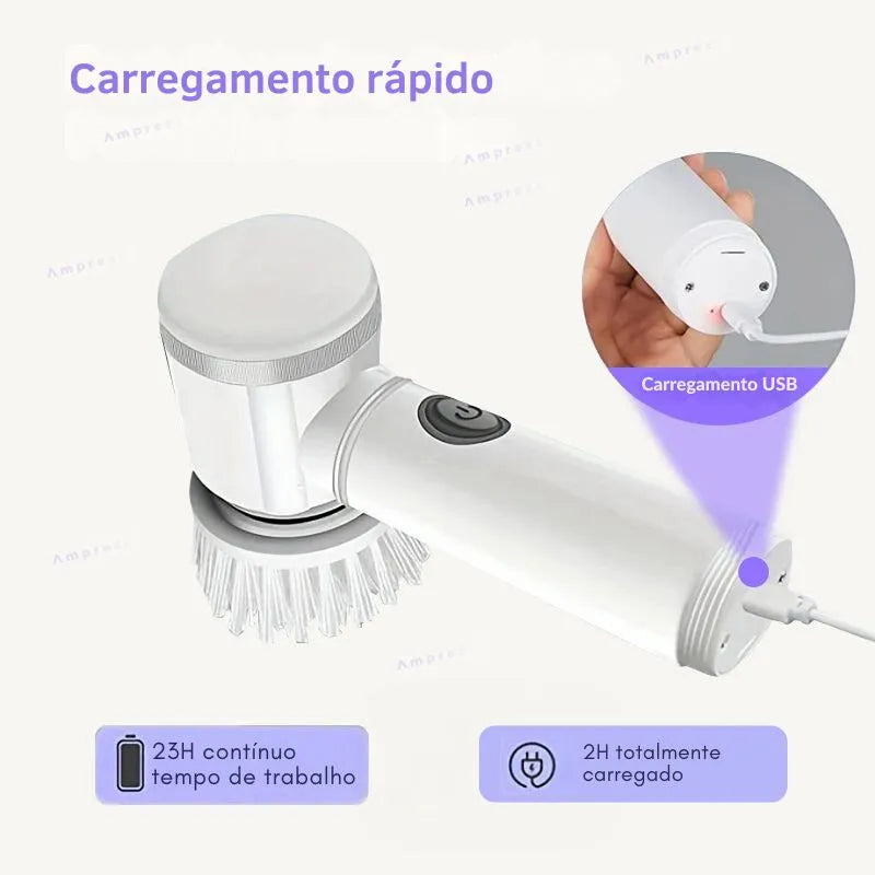 TurboClean Pro - Escova Elétrica 5 em 1 Sem Fio