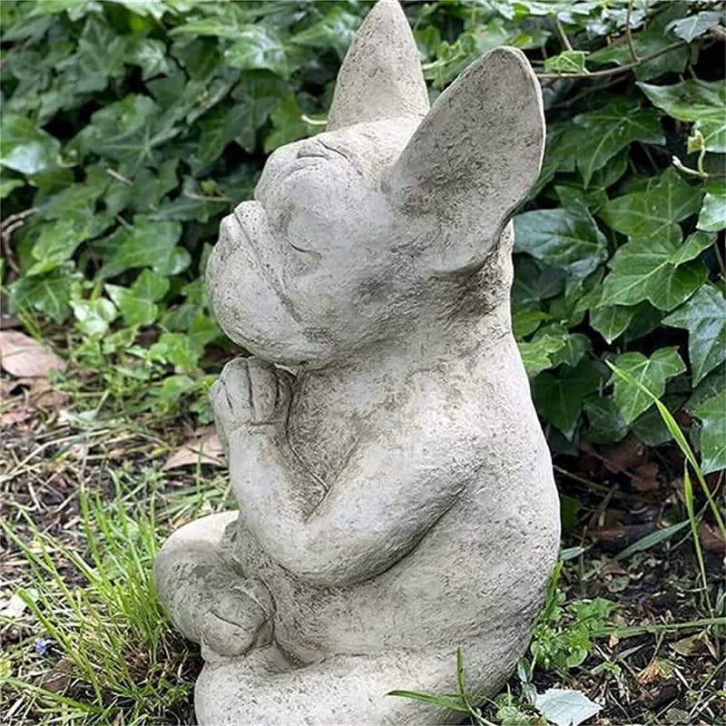 Estátua de Buldogue Zen Estátua de Meditação em Resina para Decoração de Jardim