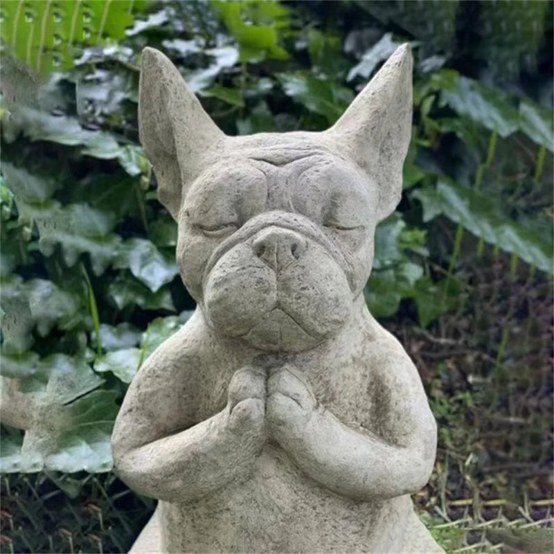 Estátua de Buldogue Zen Estátua de Meditação em Resina para Decoração de Jardim