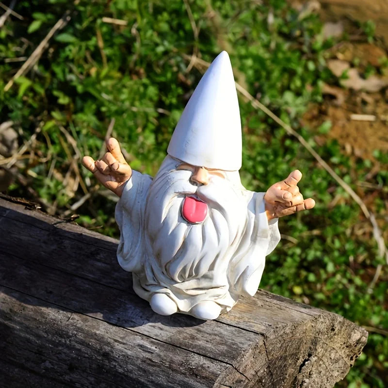 Estátua Decorativa Gnome Rocker com Guitarra para Jardim, Resistência ao Clima