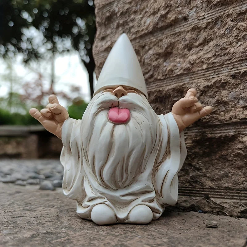 Estátua Decorativa Gnome Rocker com Guitarra para Jardim, Resistência ao Clima