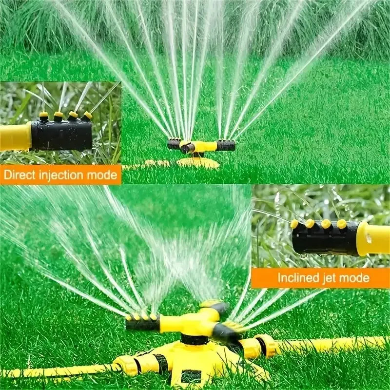 Aspersor Automático Rotativo 360° com Cabeça Tripla para Irrigação Eficiente de Jardim