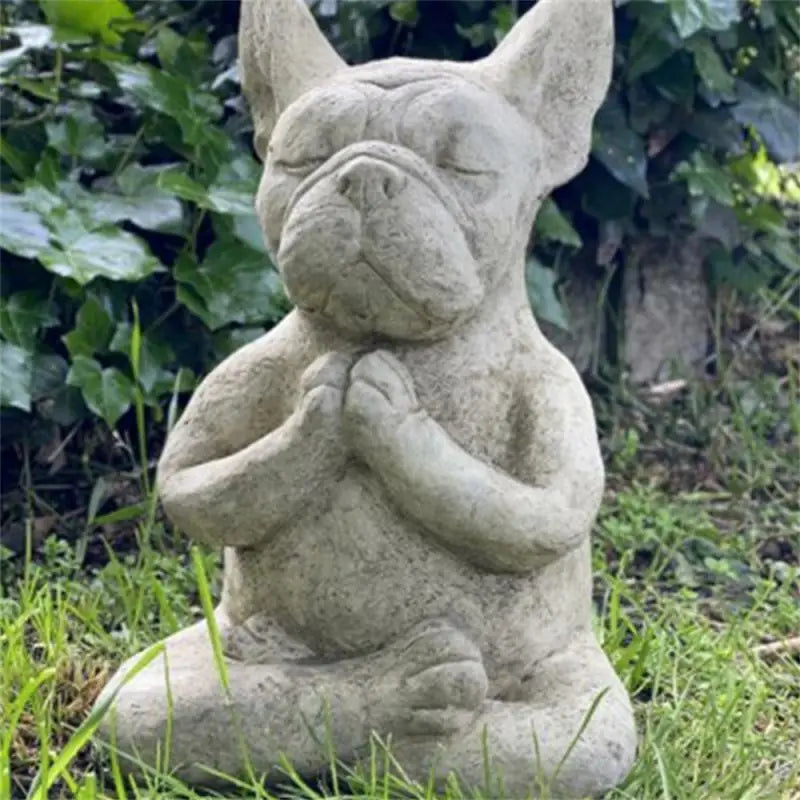 Estátua de Buldogue Zen Estátua de Meditação em Resina para Decoração de Jardim