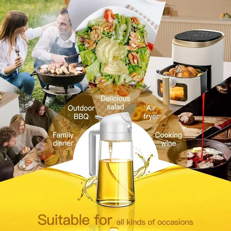 2 in1 Oil Spray Bottle Plastic Kitchen Barbecue Cooking Olive Oil Dispenser Oil Jar Baking Vinegar Soy Sauce Spray Container