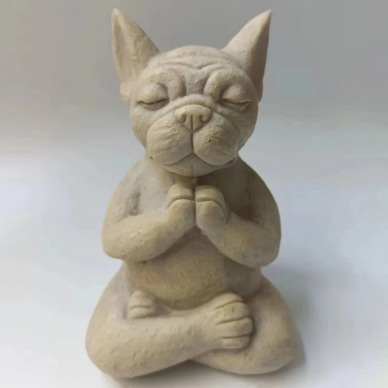 Estátua de Buldogue Zen Estátua de Meditação em Resina para Decoração de Jardim